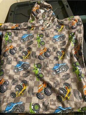Kids Monster Truck Swim Coverup Poncho- hooded towel 10-12 year
